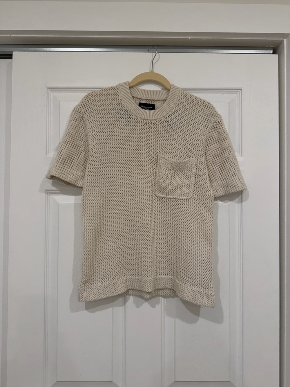 Abercrombie & Fitch Cream Knit Short-Sleeve Sweater Tee